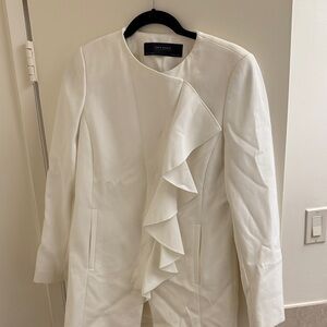 Zara Cream Ruffle Blazer